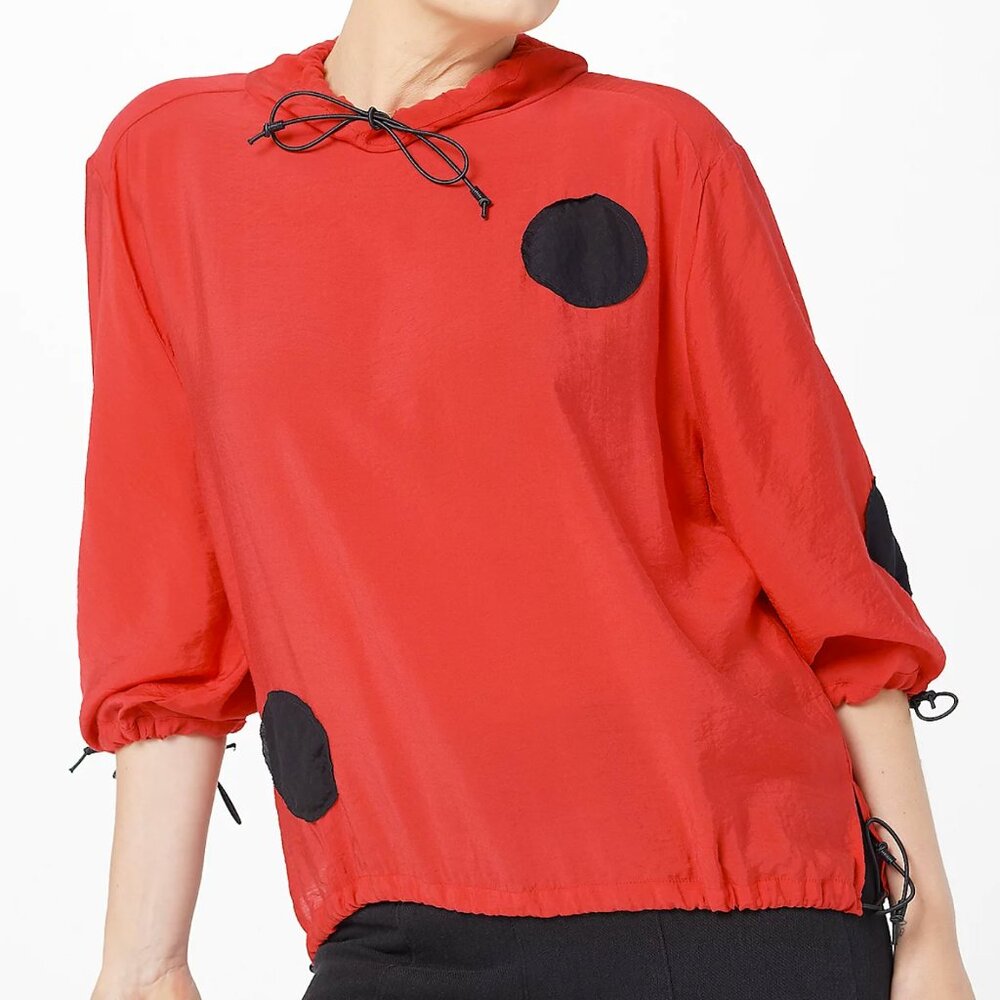 Truth + Style Short Dolman Top with Applique Dots  13034